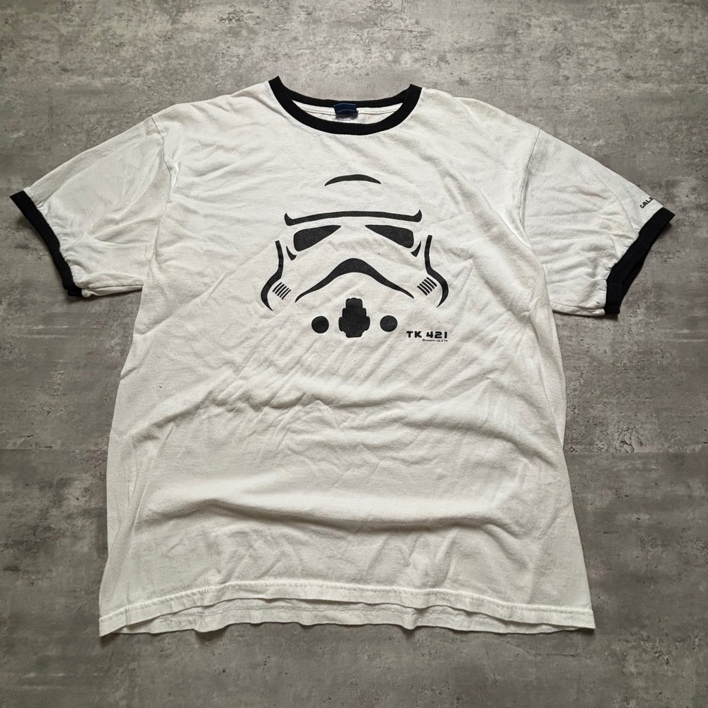 Star Wars Ringer Graphic T-Shirt Extra Large White Stormtrooper TK 421 Empire
